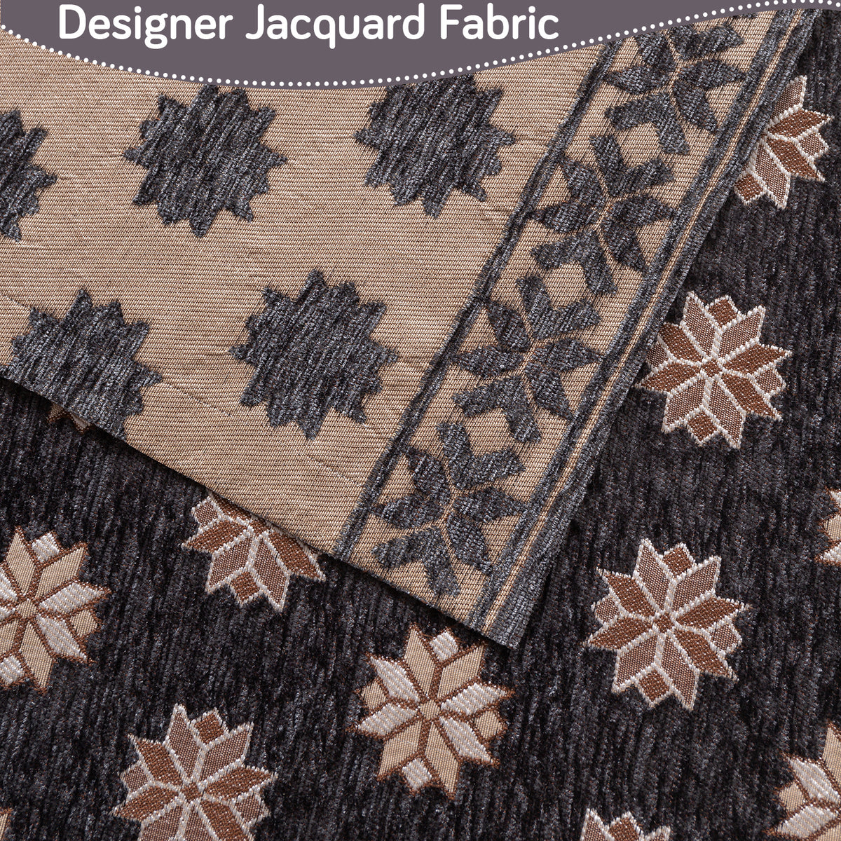 Heritage Weave Premium Jacquard Sofa Cover Set with Tassels - Graphite Grey
