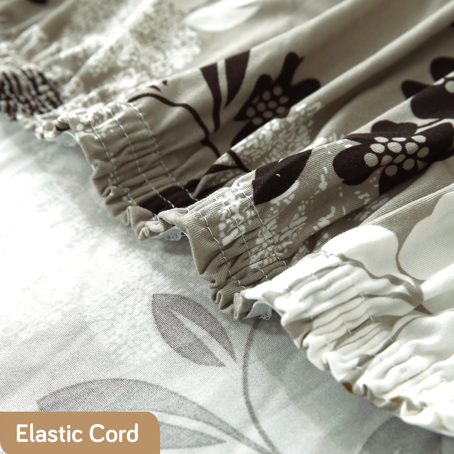 Feather Brown Floral Print Fully fitted sofa cover set