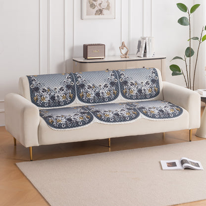 LoomVerse Quilted Sofa Cover Set Washable Sofa Panel for Seat & Back - Blue Belle