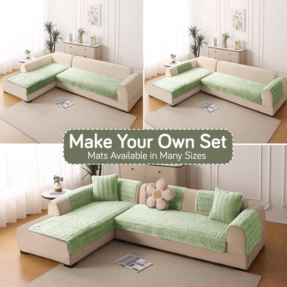 Premium Plush Anti Slip Sofa Cover Mat, Pastel Green