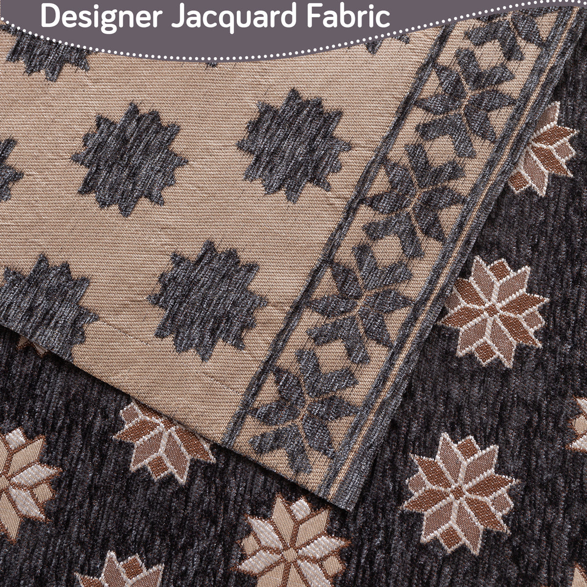 Heritage Weave Premium Jacquard Sofa Cover Set with Tassels - Graphite Grey