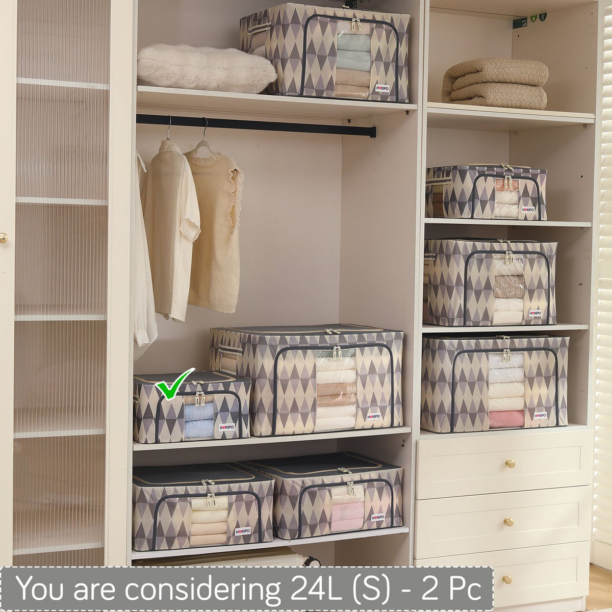 Folding Cloth Storage Box and Organizer for Wardrobe - Ash Mirage