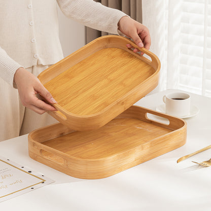 Natural Bamboo Serving Tray Set of 2/3 – Multipurpose Kitchen Tray with Handles
