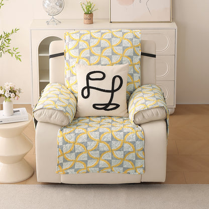 Quilted Printed Recliner Mats for 1 Seater Recliner Sofa, Windmill Cyber Yellow