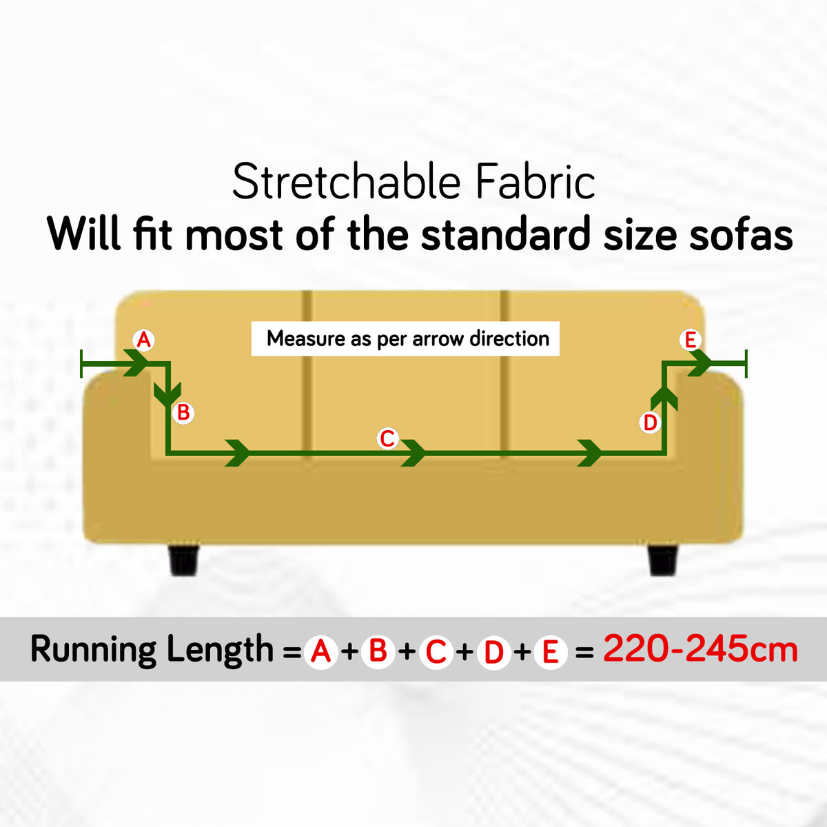 Sofa Cover Size Measurement Guide for 3 seater sofa