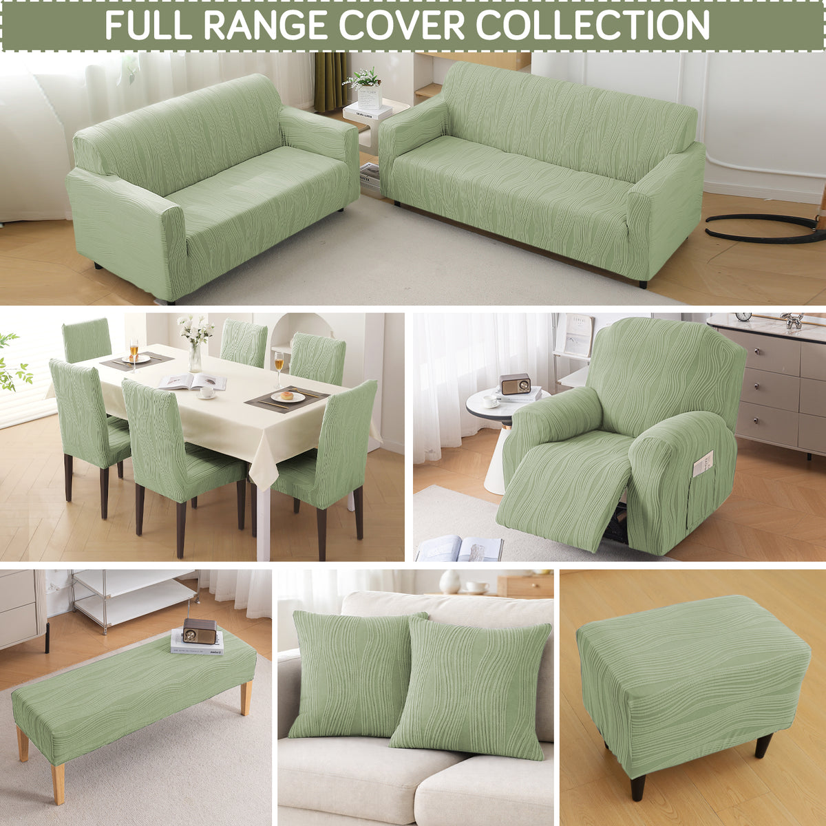 Nestiva Series Premium Knitting Jacquard Sofa Cushion Cover - Pastel Green