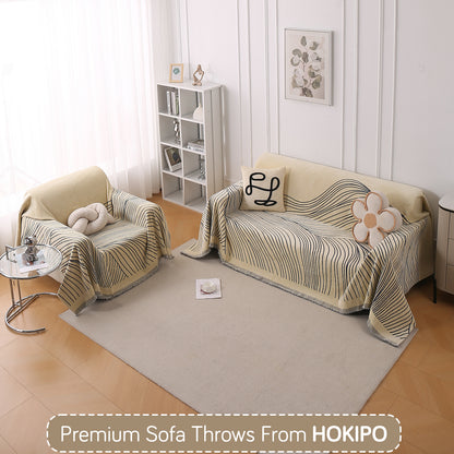 WaveLoom Collection Printed Chenille Sofa Cover Throw Blanket, Grey