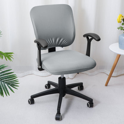 Office Chair Cover for Task Chair – 140 GSM Stretchable Fabric – Washable & Anti-Slip – Fits Small Office Chairs Without Headrest, Smoke Grey