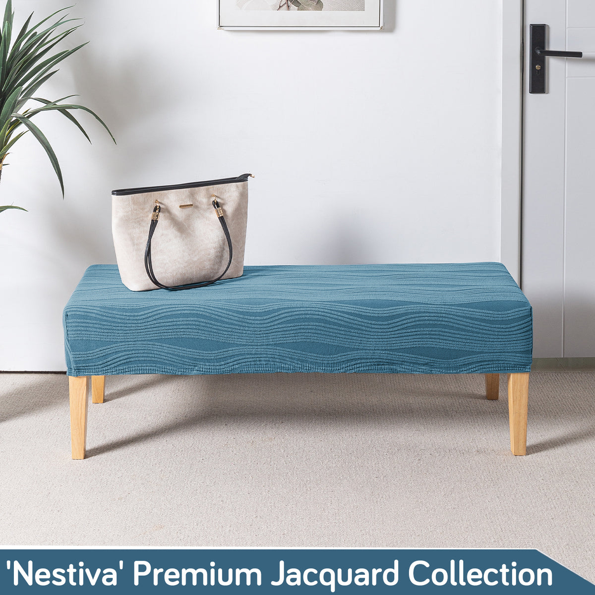 Nestiva Series 200gsm Knitting Jacquard Bench Cover - Sea Blue