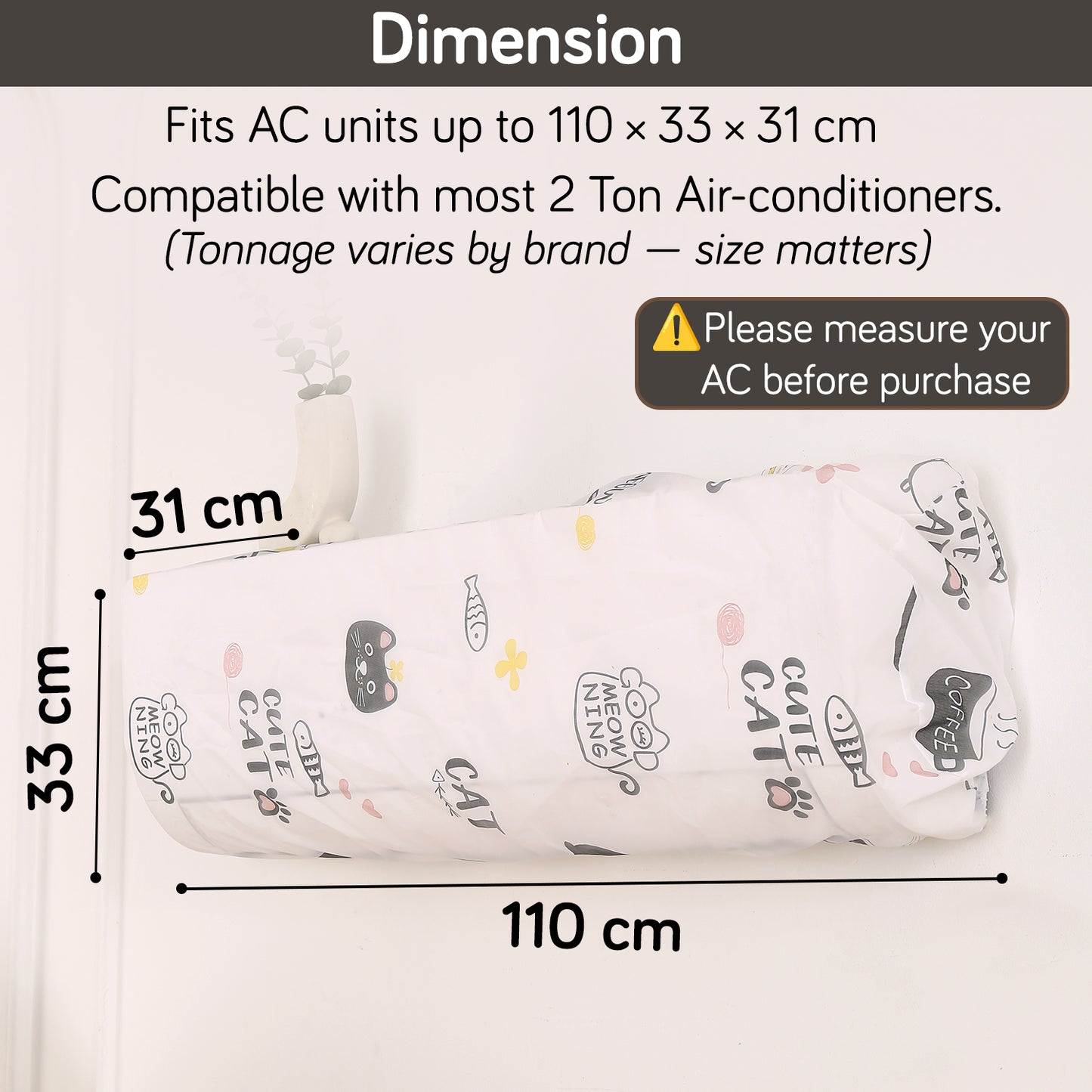 Dustproof, Waterproof & Washable Indoor AC Cover -  Playful Cats