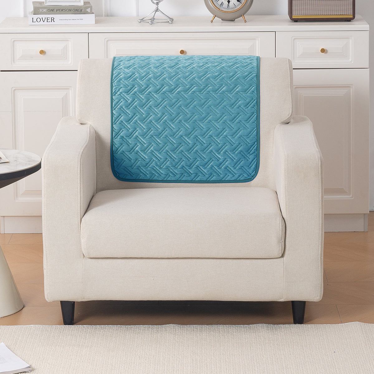 Softline Quilted Sofa Cover Mat, Teal Blue