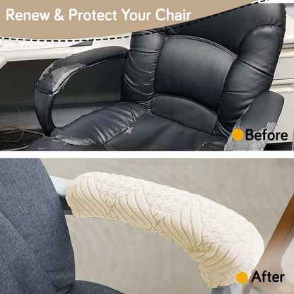 170gsm Jacquard Office Chair Arm Rest Cover (Zipper Style), 1 Pair, Beige
