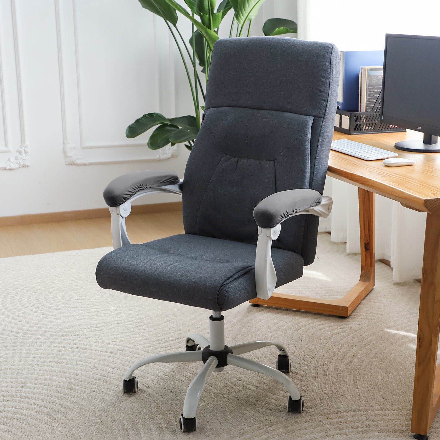 140gsm Armrest Covers for Office Chair (Elastic Style), 1 Pair, Grey