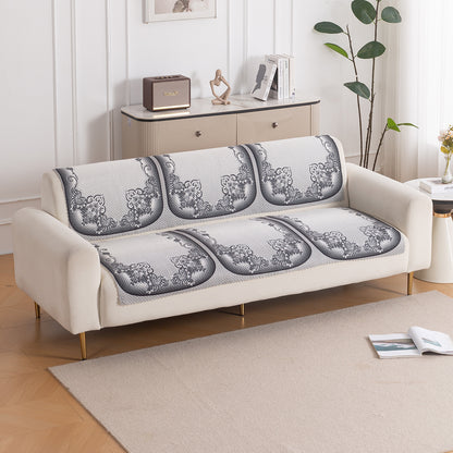 HeavenHue Fleece Soft Touch Quilted Sofa Cover Set Washable Sofa Panel for Seat & Back - Twilight Lace