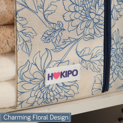 Foldable Cloth Storage Organizer for Wardrobe, Blue Blossom