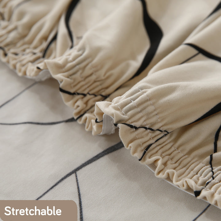 
Natural Beige Abstract Art Print Fully fitted sofa cover set
