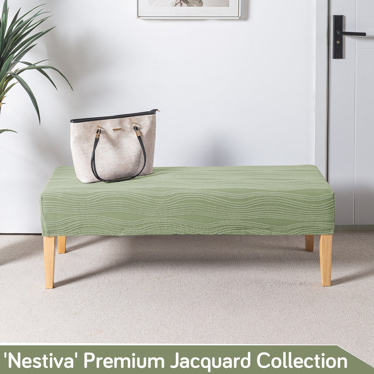 Nestiva Series 200gsm Knitting Jacquard Bench Cover - Pastel Green