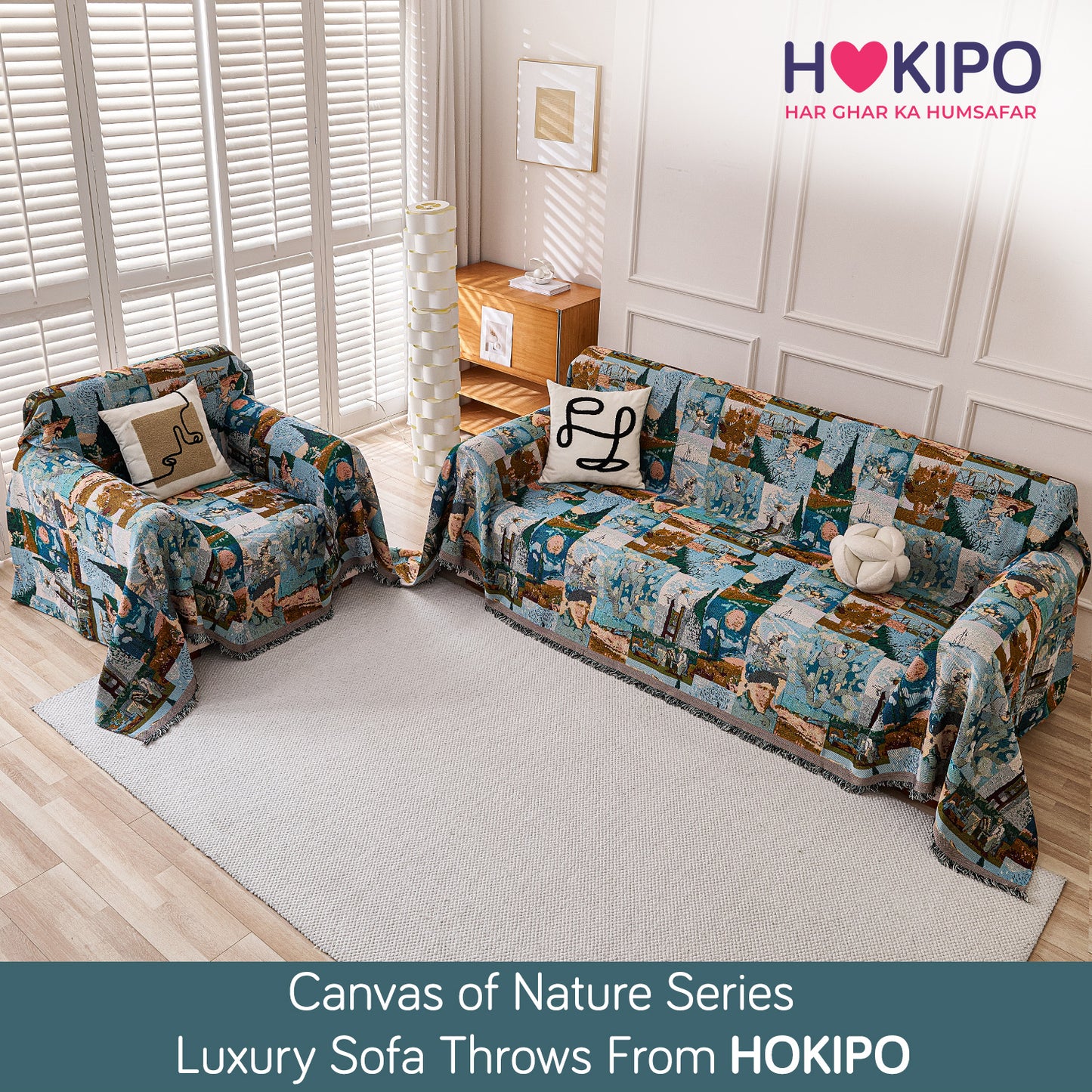 All-Season Chenille Sofa Throw, Canvas of Nature Series