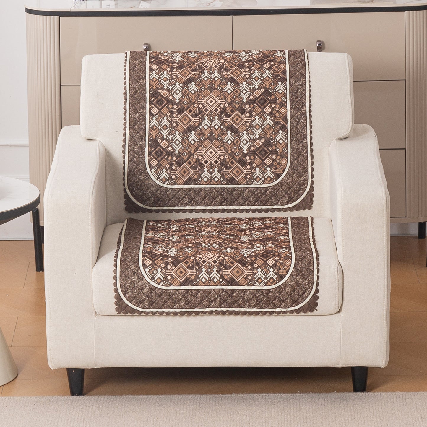 LoomVerse Quilted Sofa Cover Set Washable Sofa Panel for Seat & Back - Rustic Lattice