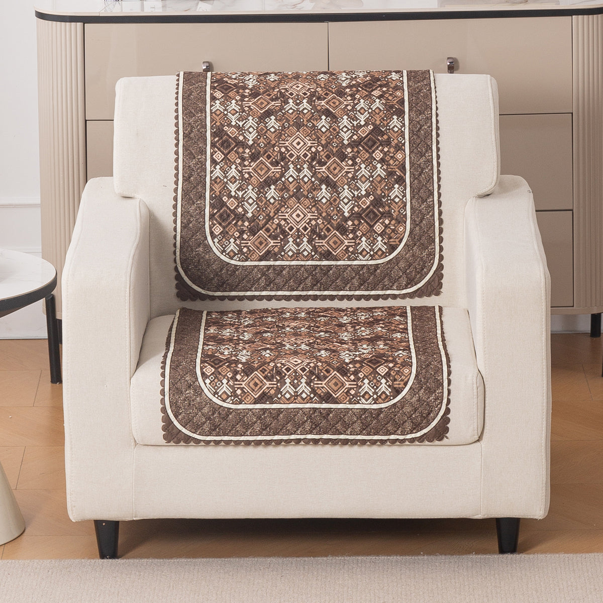 LoomVerse Quilted Sofa Cover Set Washable Sofa Panel for Seat & Back - Rustic Lattice