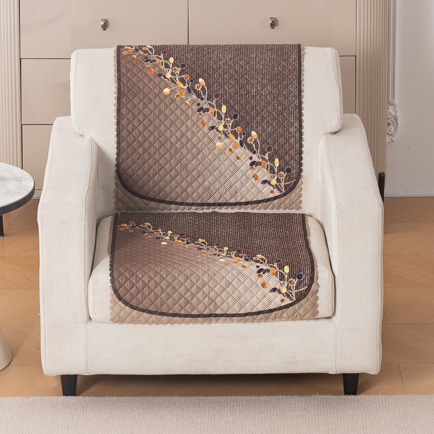 LoomVerse Quilted Sofa Cover Set Washable Sofa Panel for Seat & Back - Autumn Drape