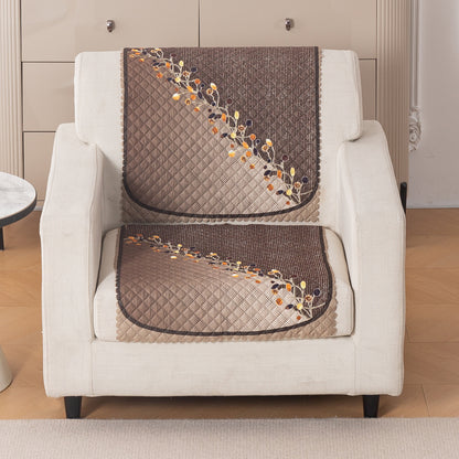 LoomVerse Quilted Sofa Cover Set Washable Sofa Panel for Seat & Back - Autumn Drape