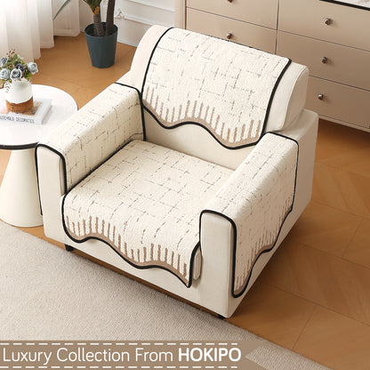 Premium Supple Soft Wavy with Curve Sofa Cover Mat, Cream Brown
