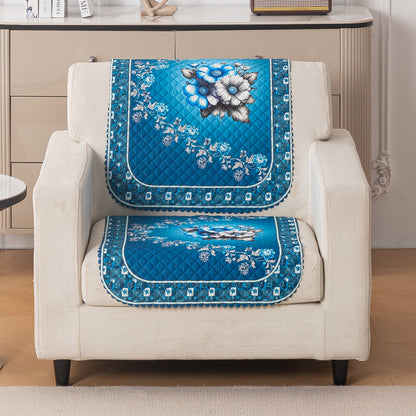 LoomVerse Quilted Sofa Cover Set Washable Sofa Panel for Seat & Back - Royal Meadow