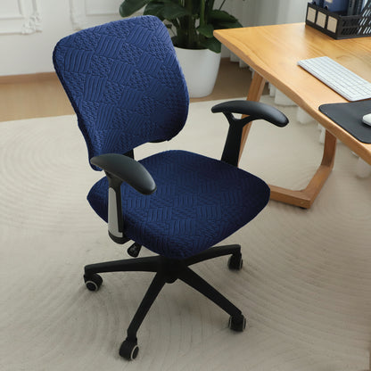Office Chair Cover for Task Chair – 170 GSM Stretchable Jacquard – Washable & Anti-Slip – Fits Small Office Chairs Without Headrest, Navy Blue