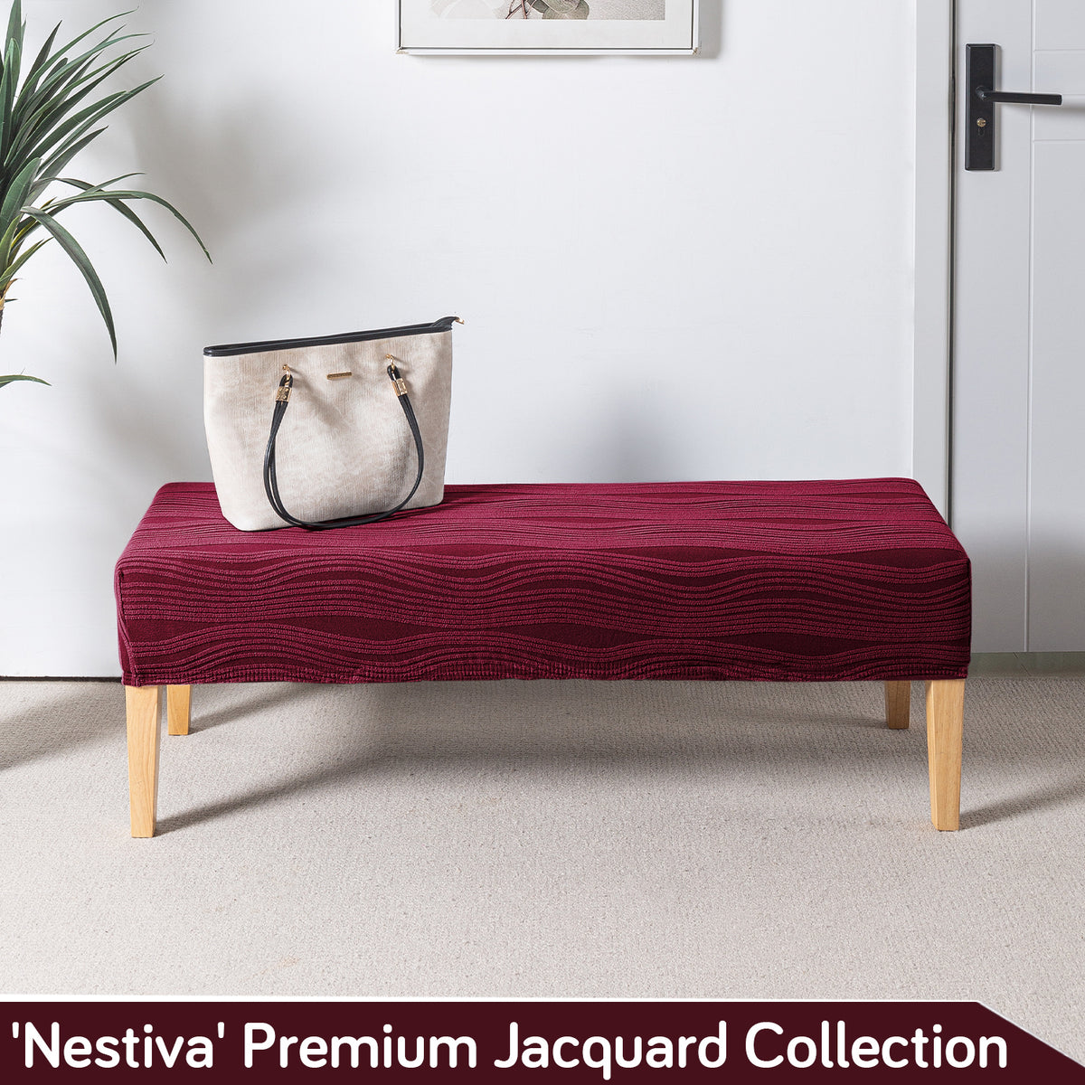 Nestiva Series 200gsm Knitting Jacquard Bench Cover - Burgundy