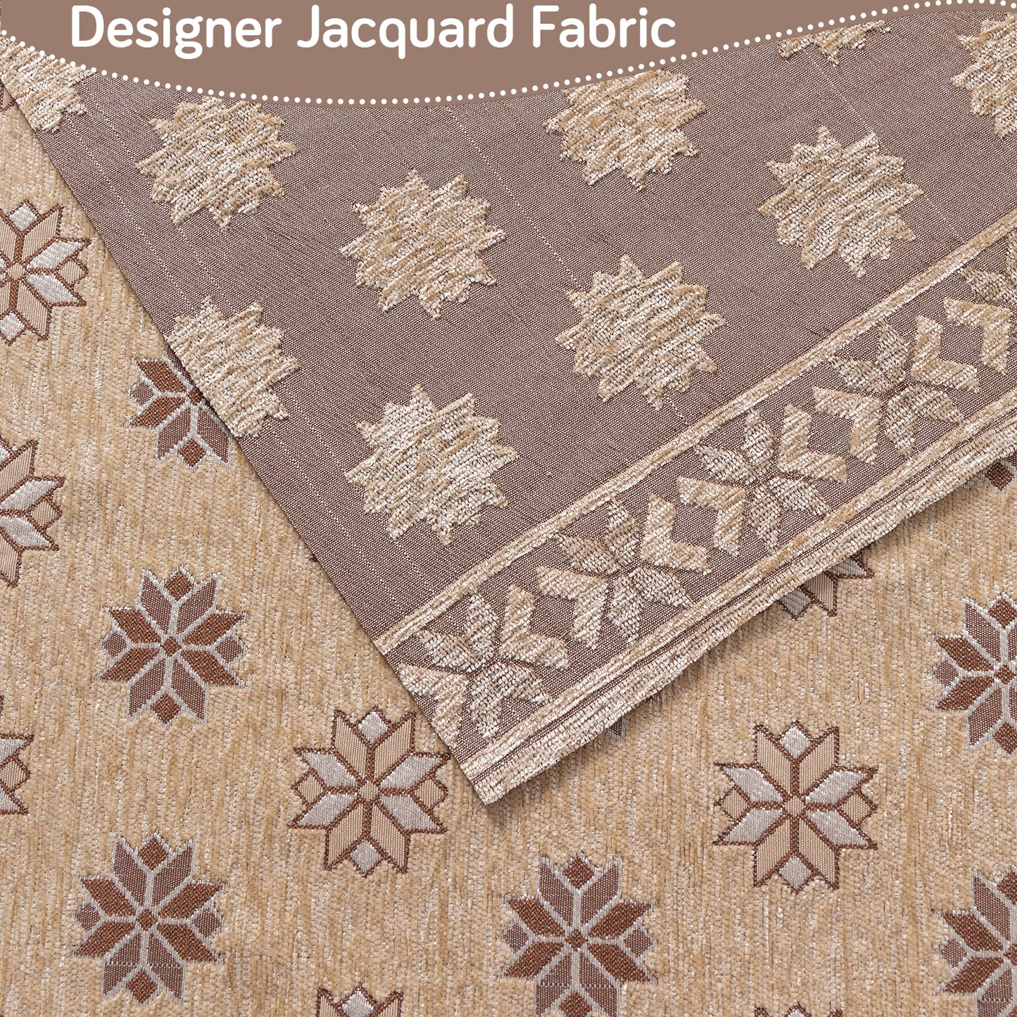 Heritage Weave Premium Jacquard Sofa Cover Set with Tassels - Sandy Beige