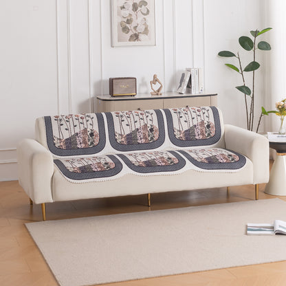 HeavenHue Fleece Soft Touch Quilted Sofa Cover Set Washable Sofa Panel for Seat & Back - Mystic Wings