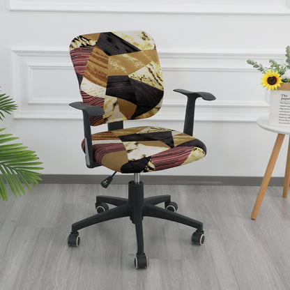 Printed Office Chair Cover for Task Chair – 140 GSM Stretchable Fabric – Washable & Anti-Slip – Fits Small Office Chairs Without Headrest, Wine Abstract Geometry