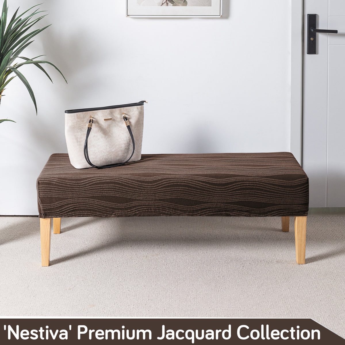 Nestiva Series 200gsm Knitting Jacquard Bench Cover - Chocolate Brown