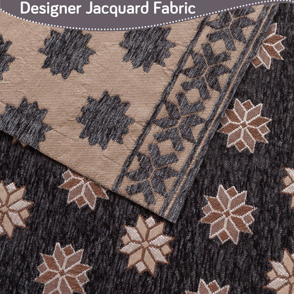 Heritage Weave Premium Jacquard Sofa Cover Set with Tassels - Graphite Grey
