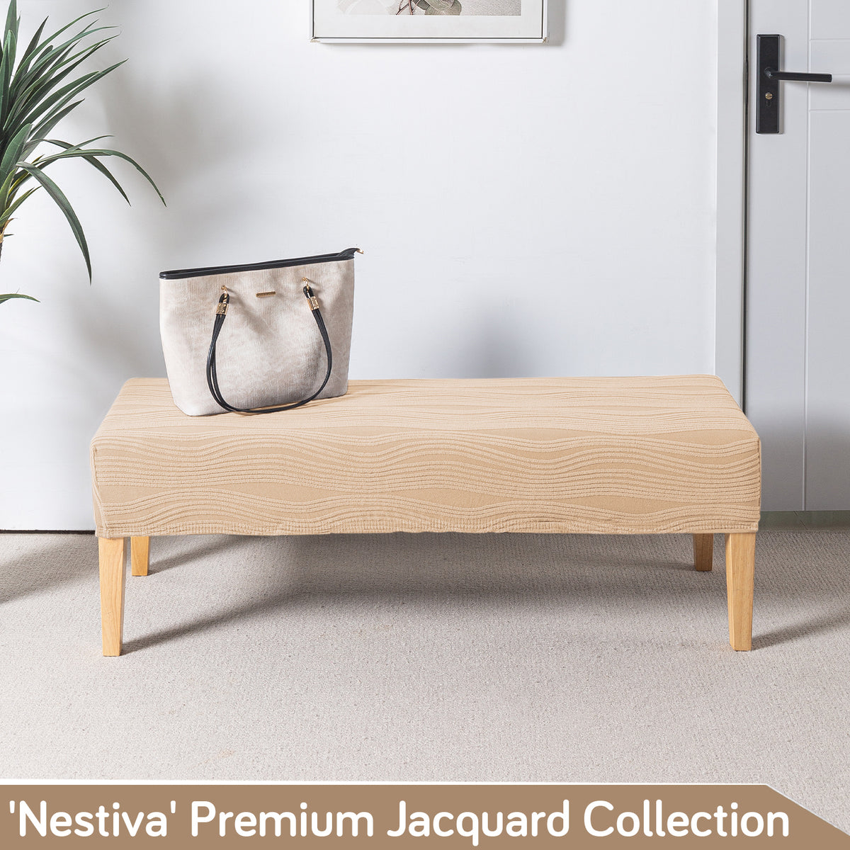 Nestiva Series 200gsm Knitting Jacquard Bench Cover - Blush Beige