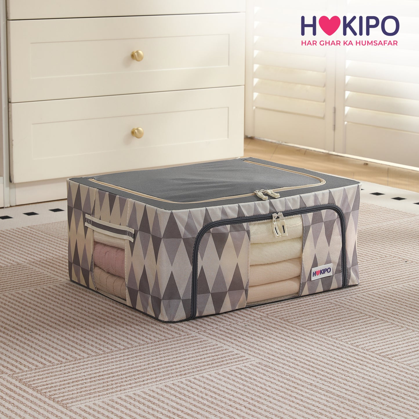 Folding Cloth Storage Box and Organizer for Wardrobe - Ash Mirage