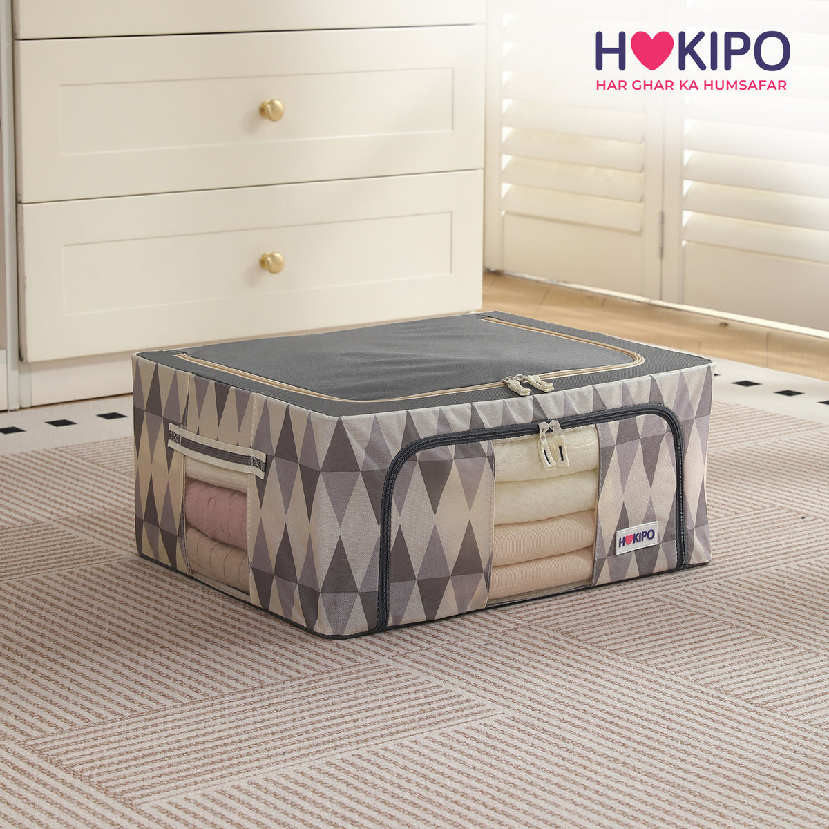 Folding Cloth Storage Box and Organizer for Wardrobe - Ash Mirage