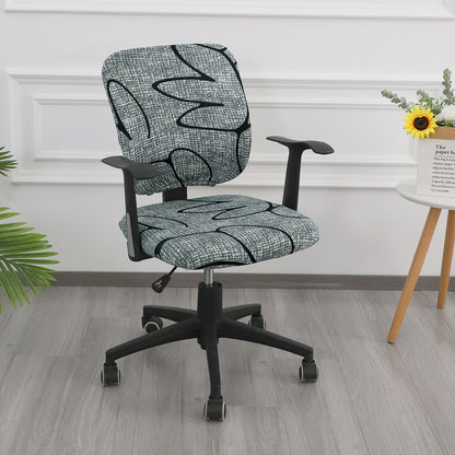 Printed Office Chair Cover for Task Chair – 140 GSM Stretchable Fabric – Washable & Anti-Slip – Fits Small Office Chairs Without Headrest, Intense Grey Abstract Floral