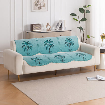 HeavenHue Fleece Soft Touch Quilted Sofa Cover Set Washable Sofa Panel for Seat & Back - Island Breeze