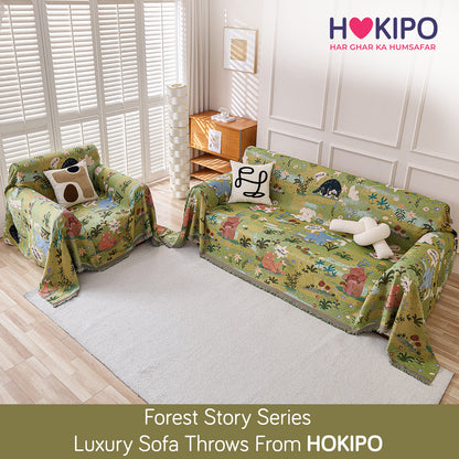 All-Season Chenille Sofa Throw, Forest Story Series