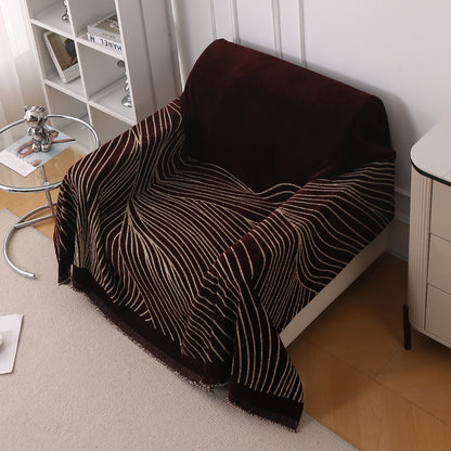 WaveLoom Collection Printed Chenille Sofa Cover Throw Blanket, Dark Coffee