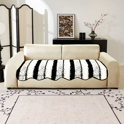 Luxury Wavy Plush Anti-Slip Sofa Cover Mats - Black