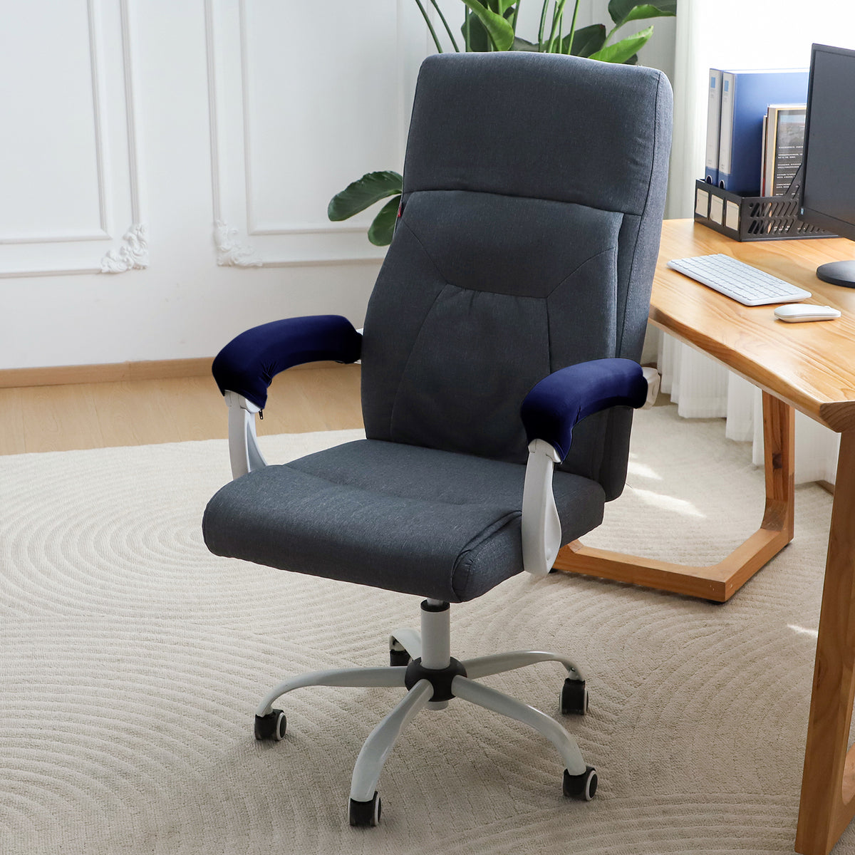 140gsm Armrest Covers for Office Chair (Zipper Style), 1 Pair, Navy Blue