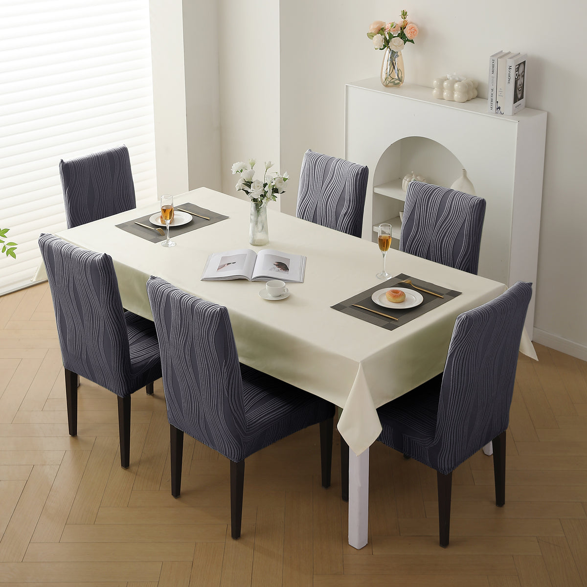 Nestiva Series Stretchable Knitting Jacquard Chair Cover - Porpoise Grey