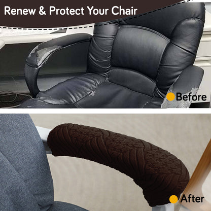 170gsm Jacquard Armrest Covers for Office Chair (Zipper Style), 1 Pair, Brown
