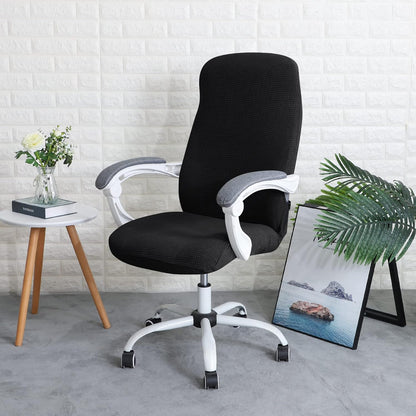 Water Repellent Office Chair Cover for Desk Chair (Mid-Back) – 210 GSM Stretch Jacquard – Washable, Durable & Anti-Slip – Fits Mid-Back Office Chairs, Black