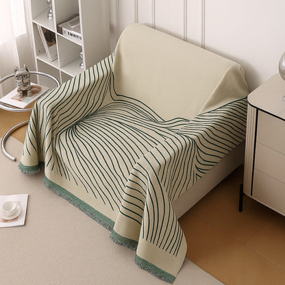 WaveLoom Collection Printed Chenille Sofa Cover Throw, Peacock Green