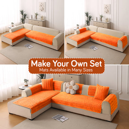 Premium Plush Anti Slip Sofa Cover Mat, Orange