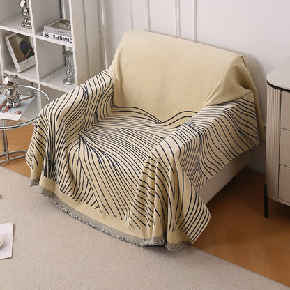 WaveLoom Collection Printed Chenille Sofa Cover Throw Blanket, Grey